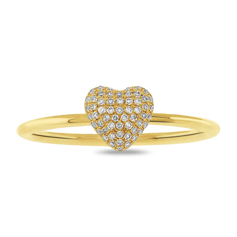 0.11ct Round Cut Diamond Heart Ring in 14k Yellow Gold