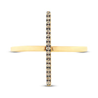 0.15ct Round Cut Diamond Bar Ring in 14k Yellow Gold