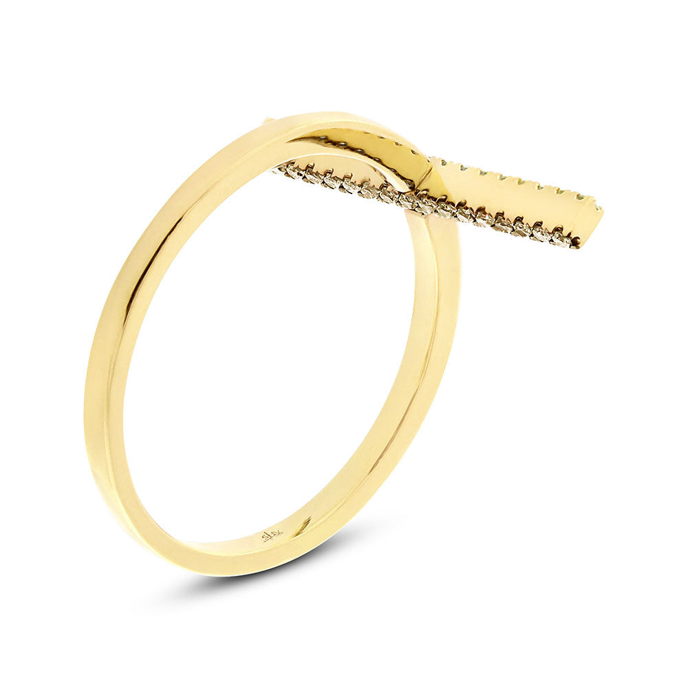 0.15ct Round Cut Diamond Bar Ring in 14k Yellow Gold