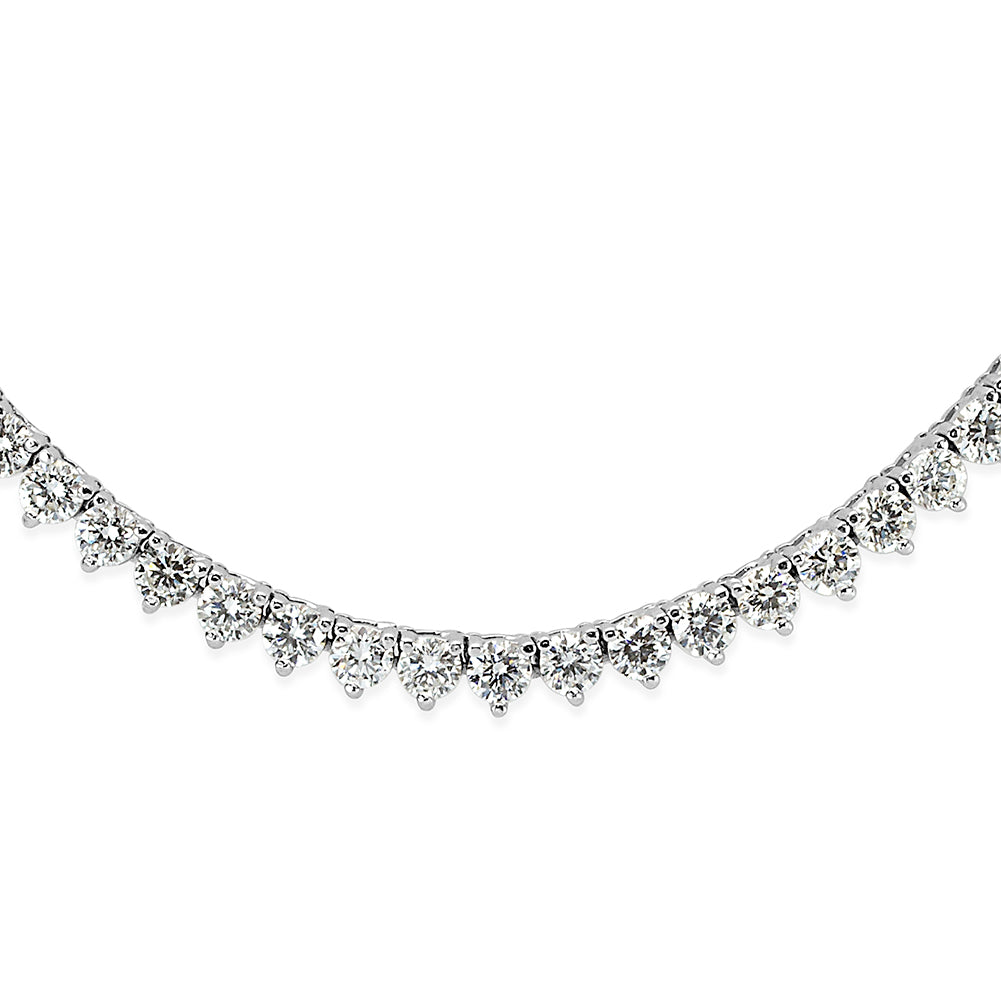 7.90ct Round Brilliant Cut Diamond Tennis Necklace in 14k White Gold