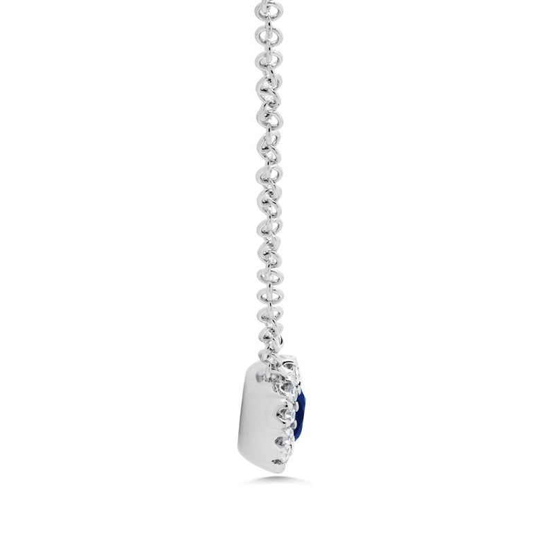 0.18ct Round Brilliant Cut Diamond and Sapphire Pendant in 14k White Gold