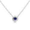 0.18ct Round Brilliant Cut Diamond and Sapphire Pendant in 14k White Gold
