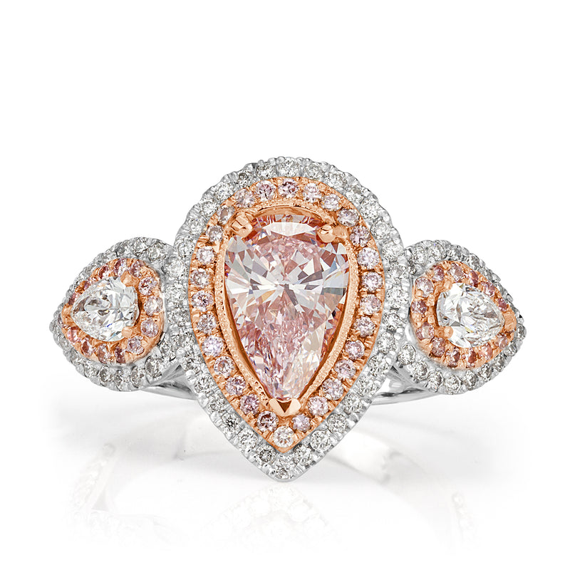 2.55ct Fancy Light Pink Pear Shaped Diamond Engagement Ring