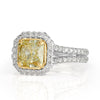 2.18ct Fancy Yellow Radiant Cut Diamond Engagement Ring