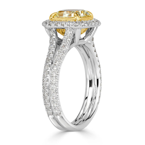2.18ct Fancy Yellow Radiant Cut Diamond Engagement Ring