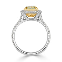 2.18ct Fancy Yellow Radiant Cut Diamond Engagement Ring