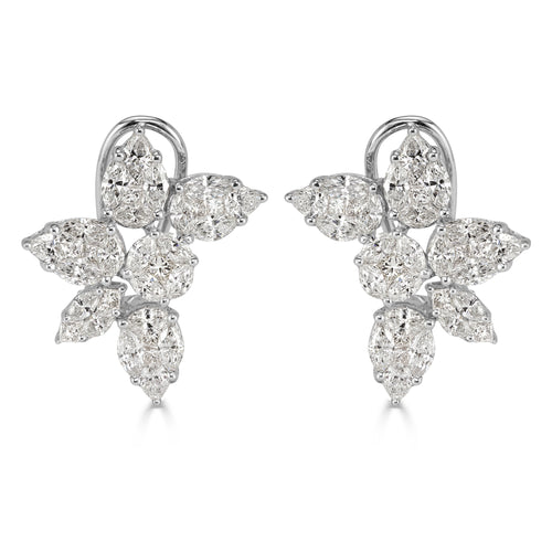 4.00ct Floral Cluster Diamond Earrings