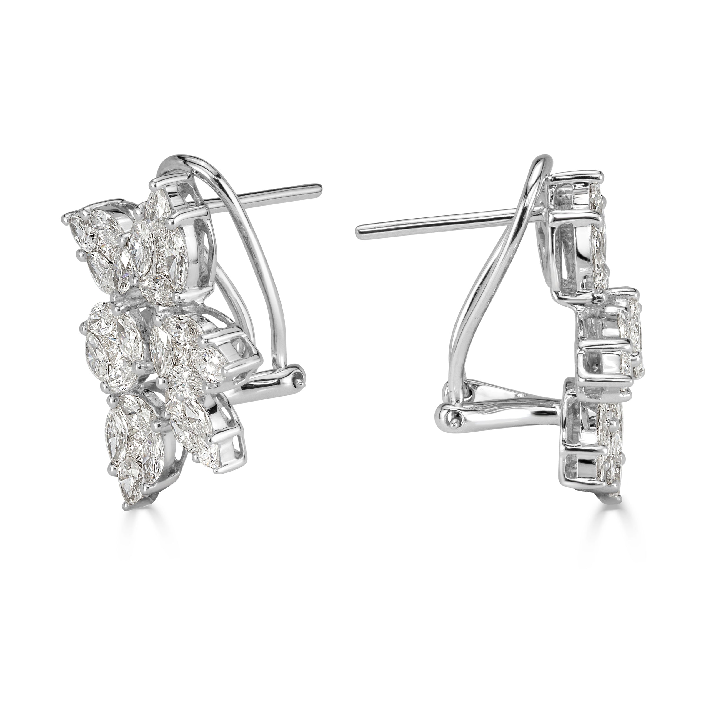 4.00ct Floral Cluster Diamond Earrings
