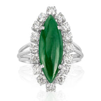 1.00ct Round Brilliant Cut Diamond and Jade Estate Ring