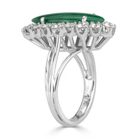 1.00ct Round Brilliant Cut Diamond and Jade Estate Ring