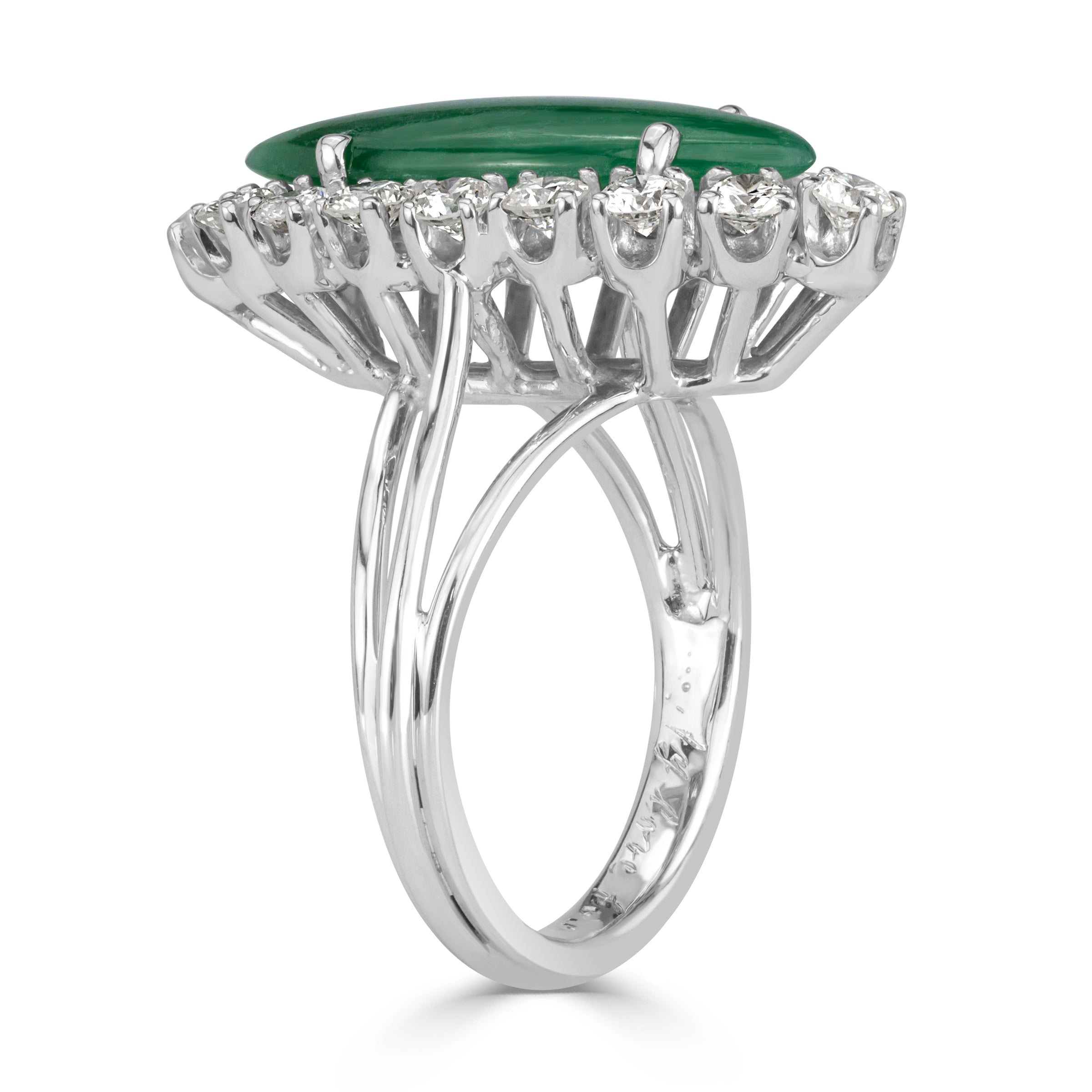 1.00ct Round Brilliant Cut Diamond and Jade Estate Ring