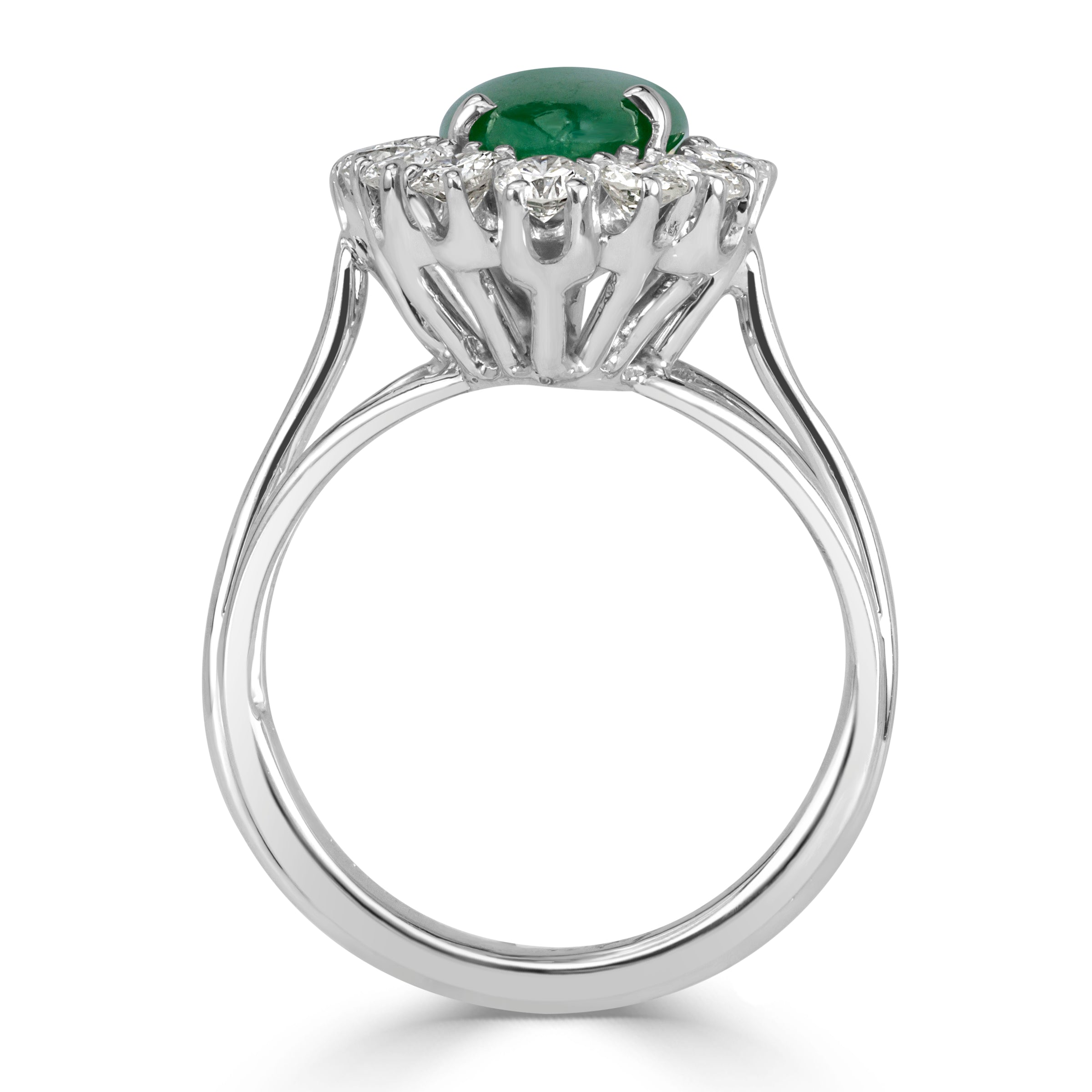 1.00ct Round Brilliant Cut Diamond and Jade Estate Ring