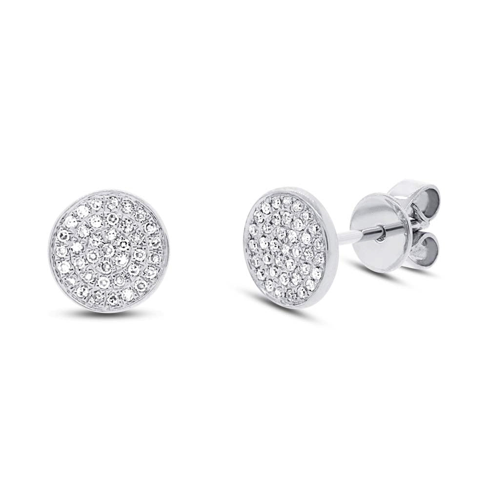 0.17ct Round Cut Diamond Disc Stud Earrings in 14k White Gold