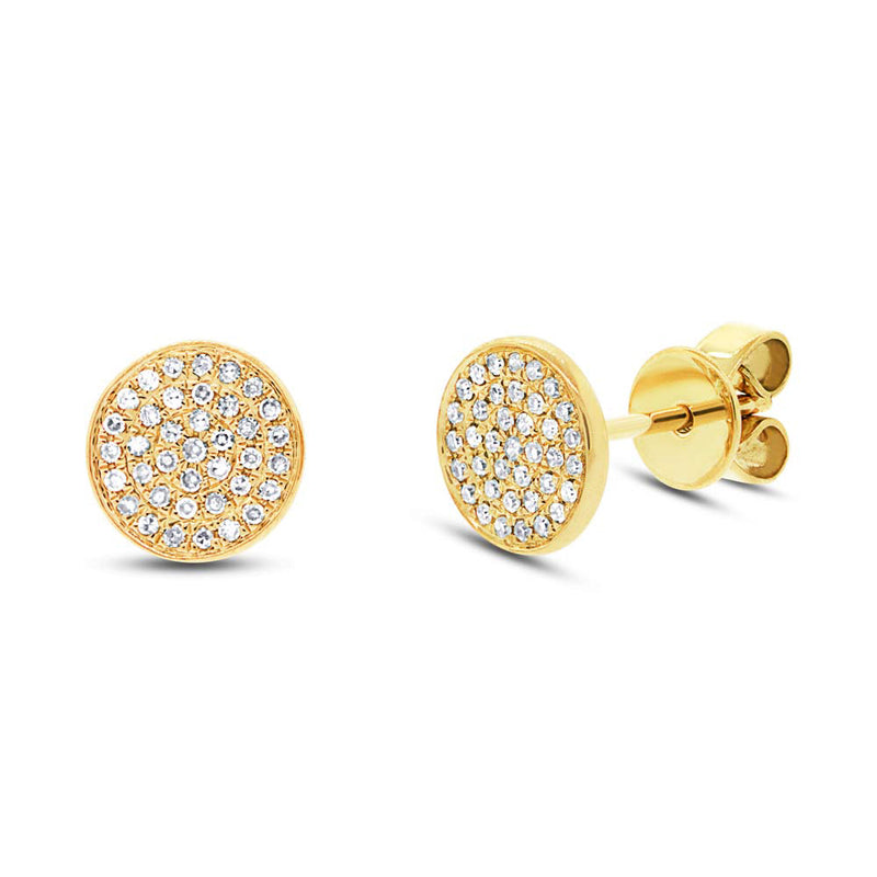 0.17ct Round Cut Diamond Disc Stud Earrings in 14k Yellow Gold