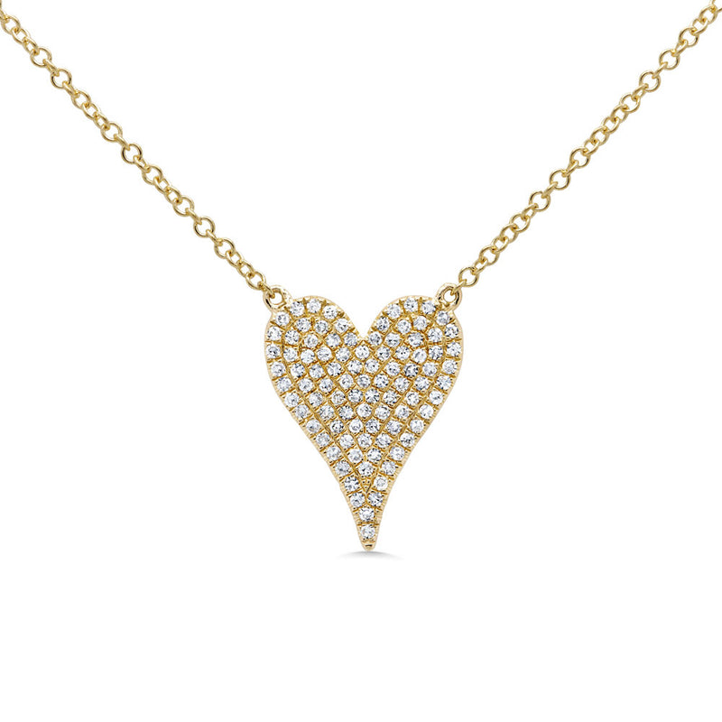 0.21ct Round Cut Diamond Heart Necklace in 14k Yellow Gold