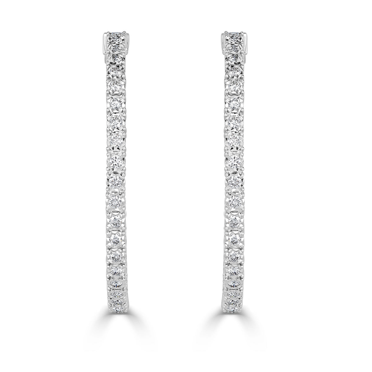 3.00ct Round Brilliant Cut Diamond Hoop Earrings