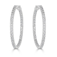 3.00ct Round Brilliant Cut Diamond Hoop Earrings