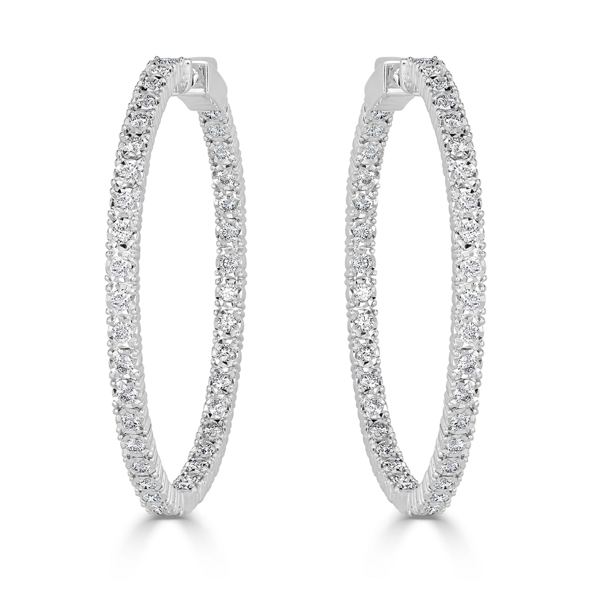 3.00ct Round Brilliant Cut Diamond Hoop Earrings
