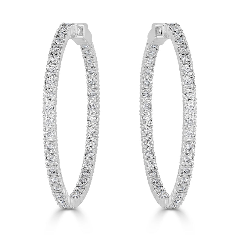 3.00ct Round Brilliant Cut Diamond Hoop Earrings