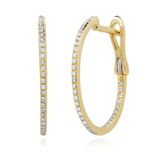 0.21ct Diamond Hoop Earrings in 14k Yellow Gold in 0.75'