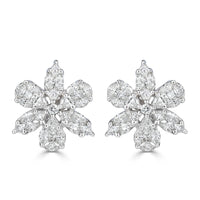 1.85ct Floral Cluster Diamond Earrings