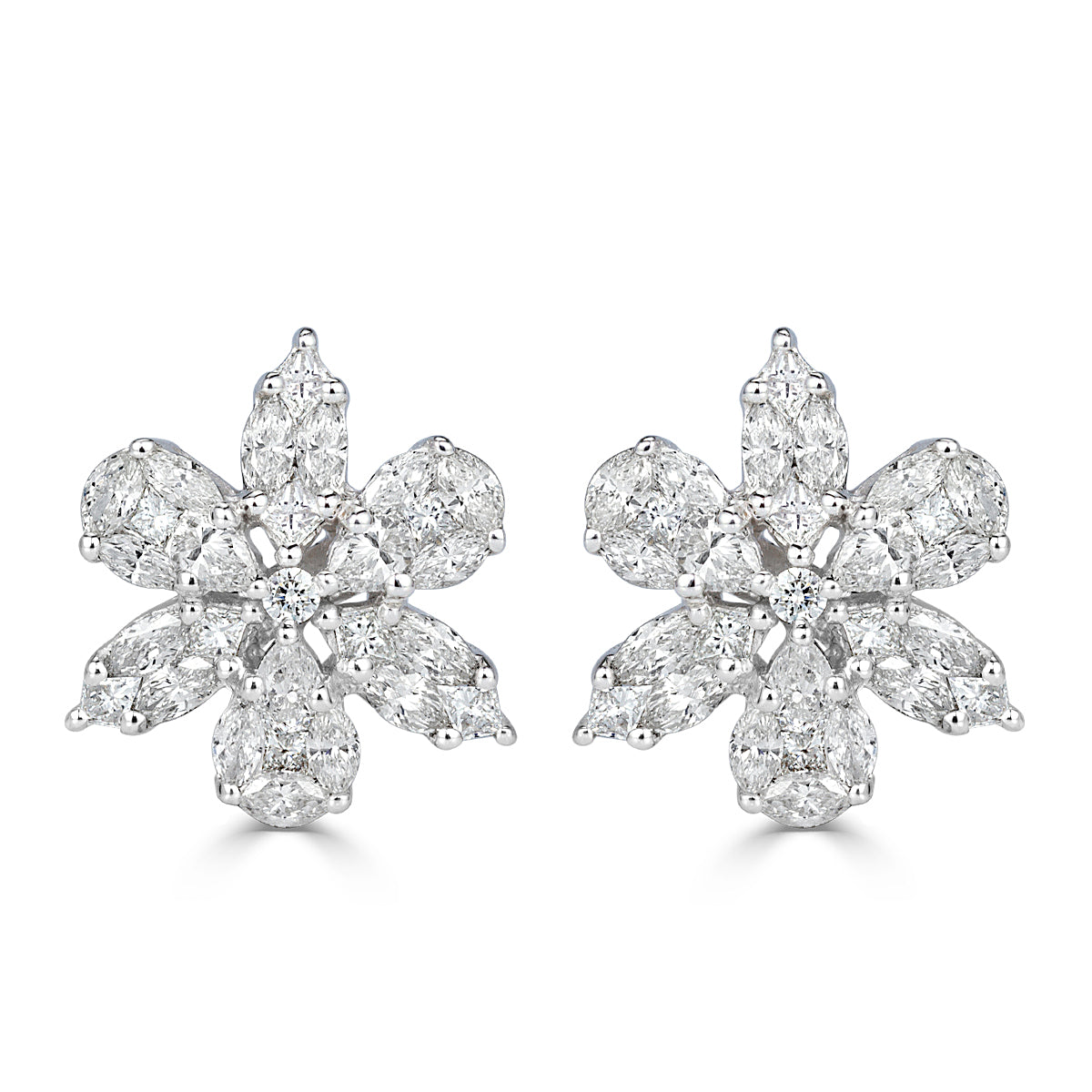 1.85ct Floral Cluster Diamond Earrings