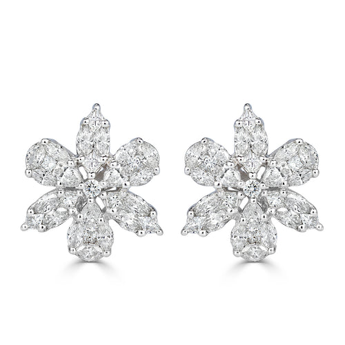 1.85ct Floral Cluster Diamond Earrings