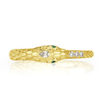 0.07ct Diamond and Tsavorite Ouroboros Ring in 14k Yellow Gold