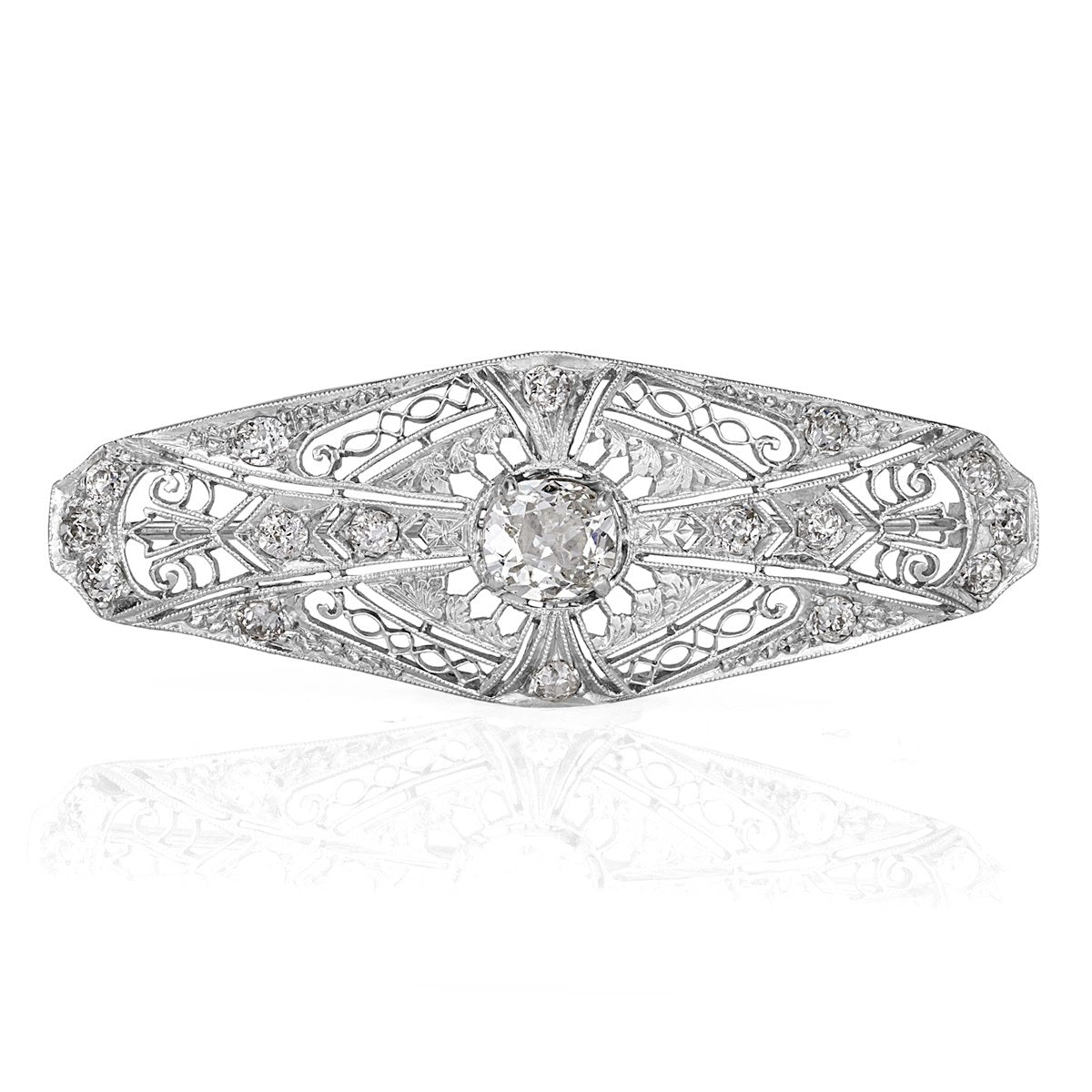 1.60ct Old Mine and Old European Cut Diamond Art Deco Pendant