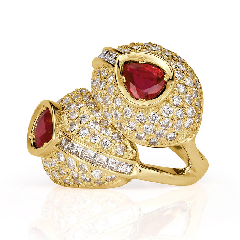 4.30ct Diamond and Ruby Vintage Ring