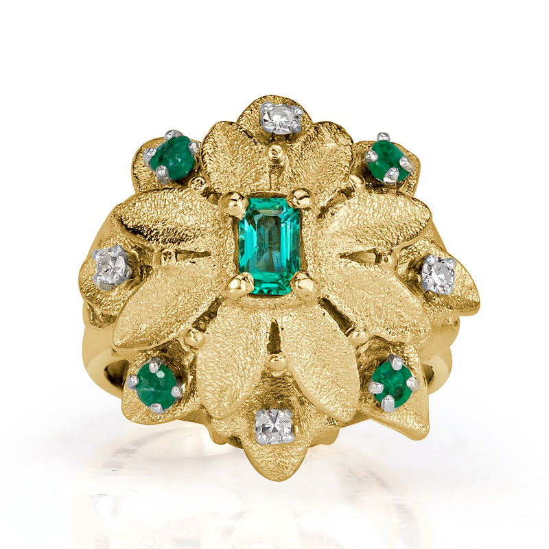 0.48ct Emerald and Diamond Vintage Ring