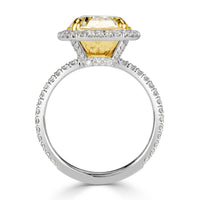 5.65ct Cushion Cut Light Yellow Diamond Engagement Ring