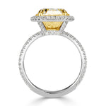 5.65ct Cushion Cut Light Yellow Diamond Engagement Ring