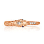 0.07ct Diamond and Sapphire Ouroboros Ring in 14k Rose Gold