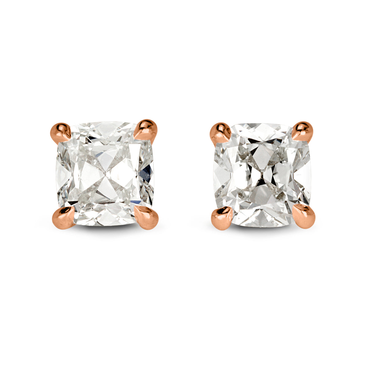 1.00ct Old Mine Cut Diamond Stud Earrings