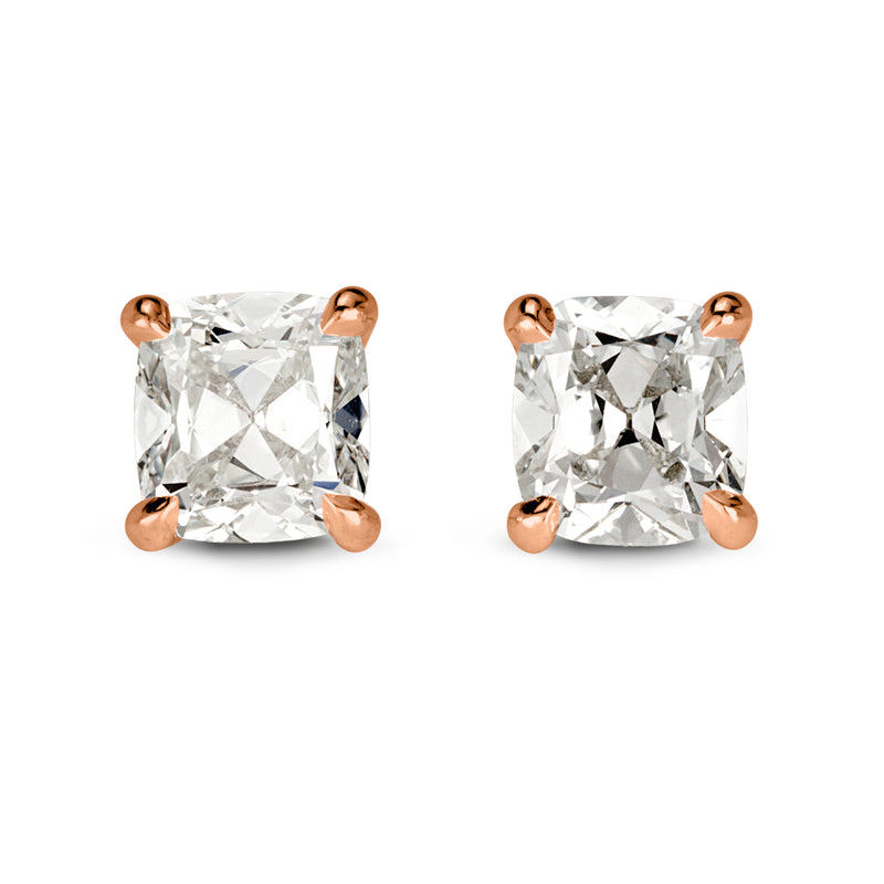 1.00ct Old Mine Cut Diamond Stud Earrings