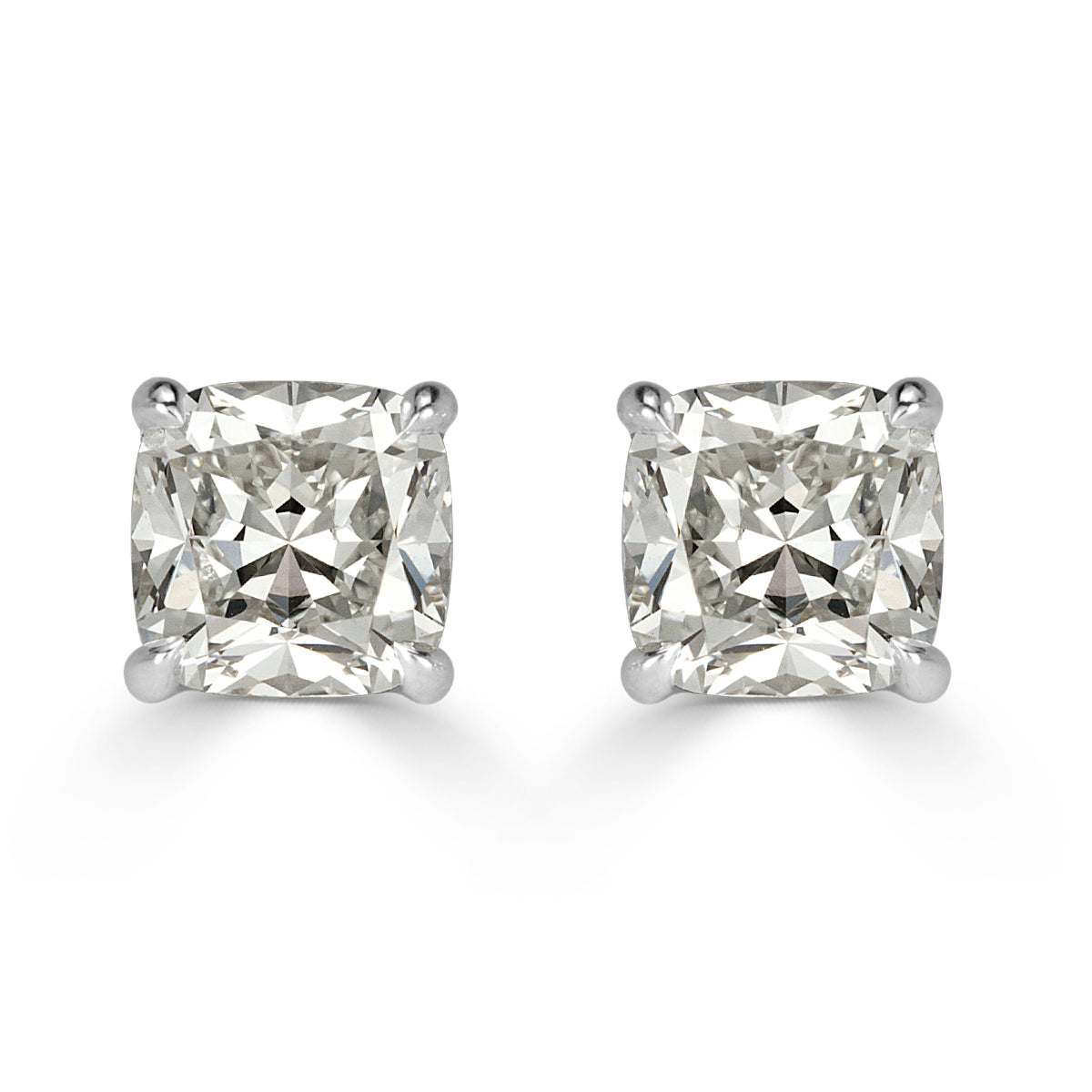 2.04ct Old Mine Cut Diamond Stud Earrings