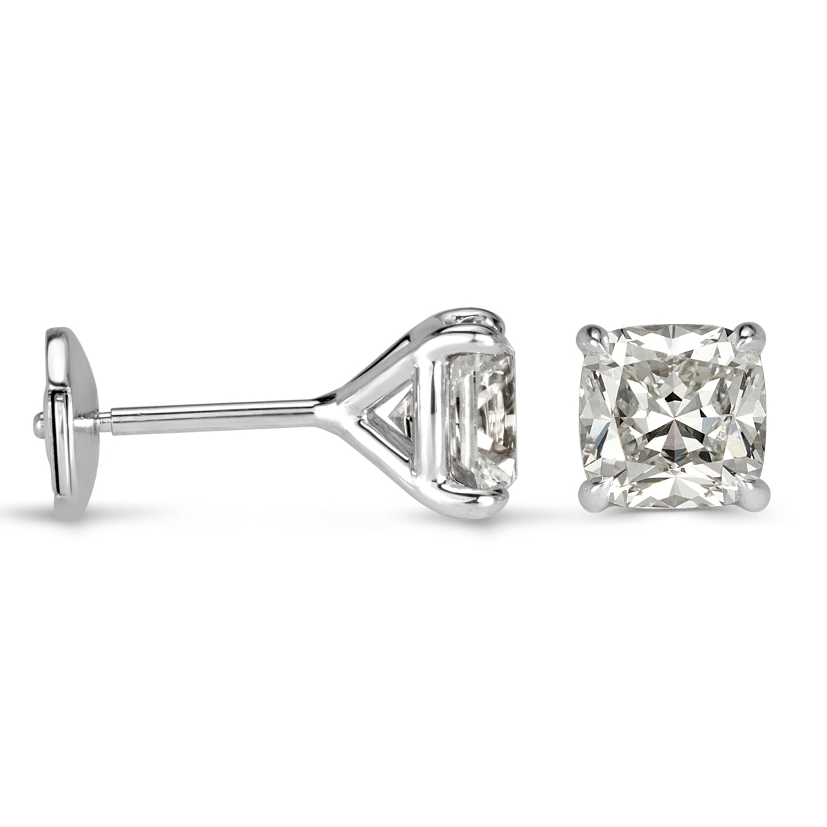 2.04ct Old Mine Cut Diamond Stud Earrings