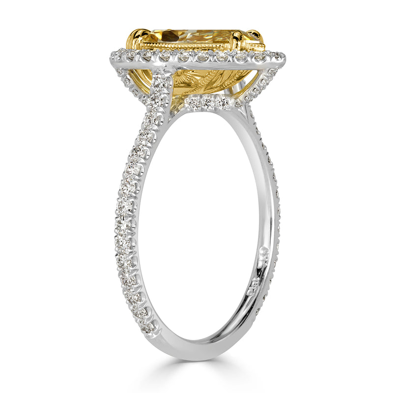 2.61ct Fancy Yellow Pear Shaped Diamond Engagement Ring