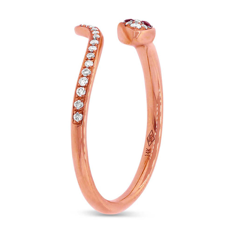 0.22ct Ruby and Diamond Snake Ring in 14k Rose Gold