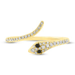 0.20ct Fancy Black and White Diamond Snake Ring in 14k Yellow Gold