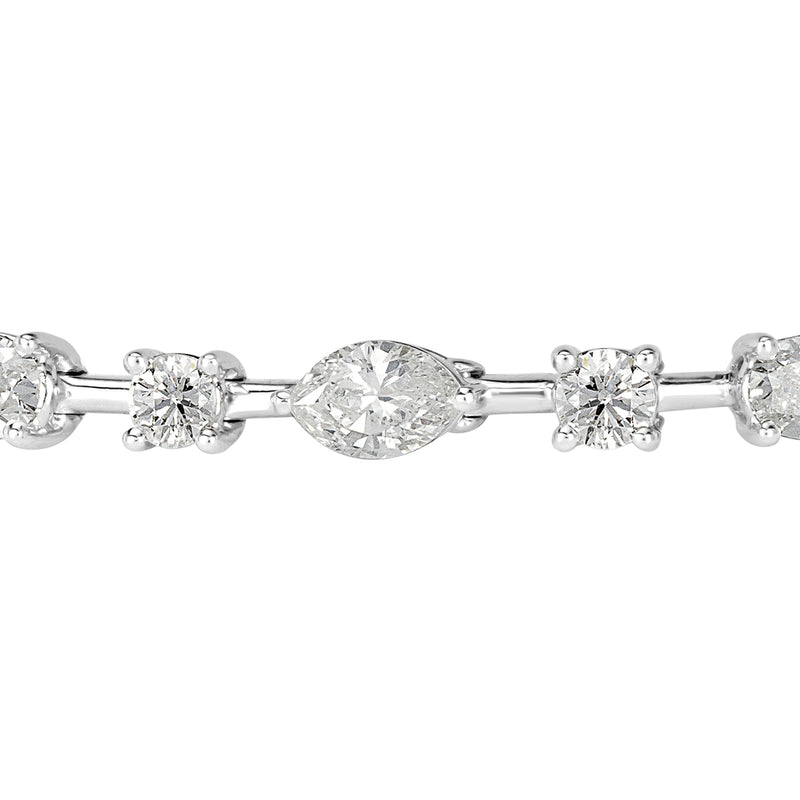 5.81ct Oval Cut, Marquise Cut and Round Brilliant Cut Diamond Bracelet in 18k White Gold