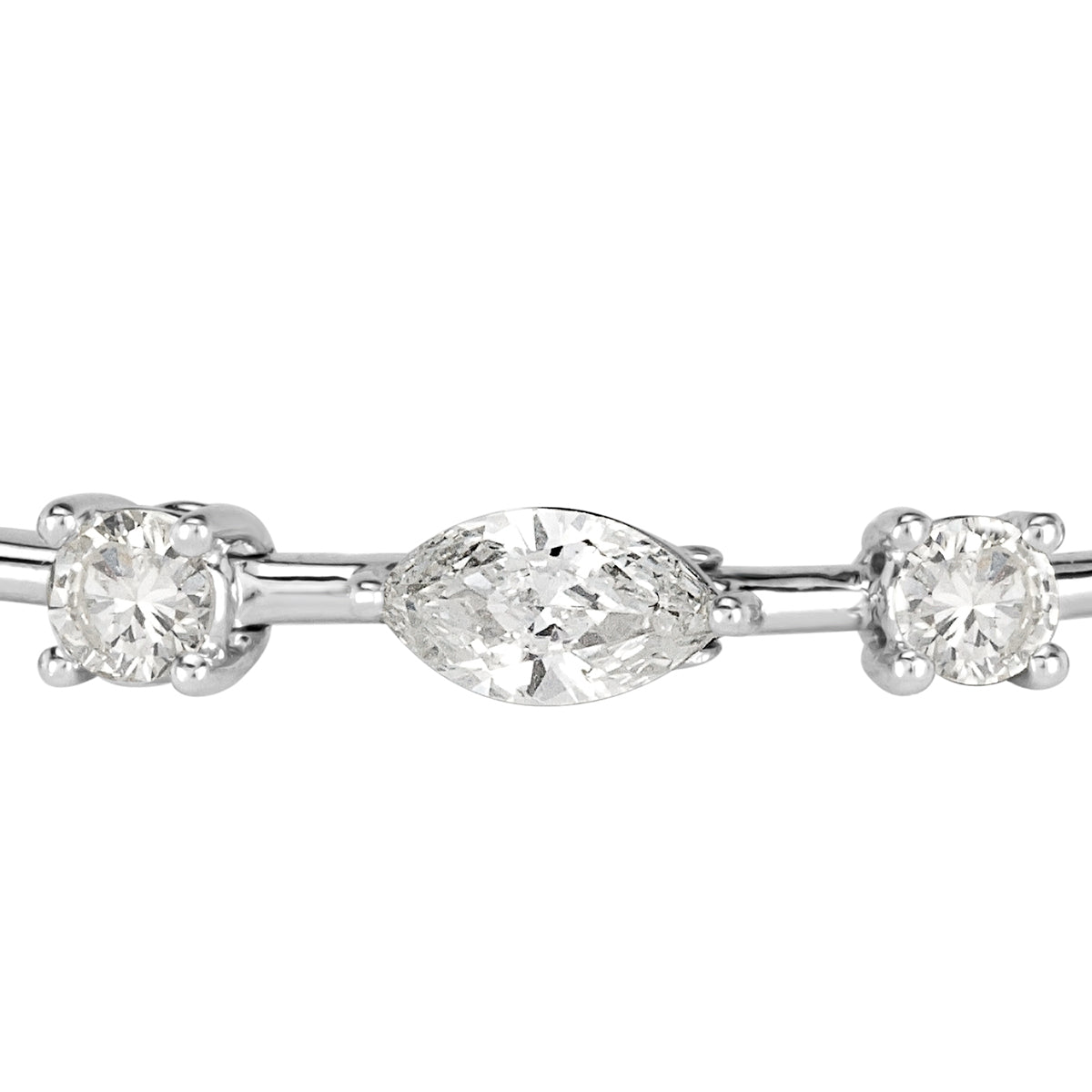 6.02ct Oval Cut, Marquise Cut and Round Brilliant Cut Diamond Tennis Bracelet in 18k White Gold