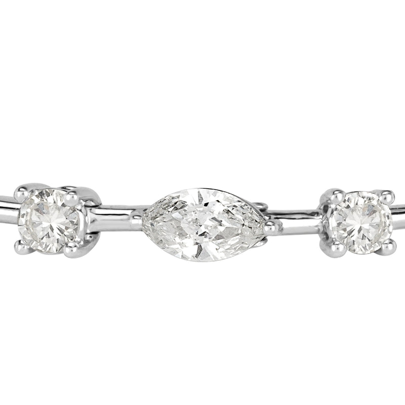 6.02ct Oval Cut, Marquise Cut and Round Brilliant Cut Diamond Bracelet in 18k White Gold