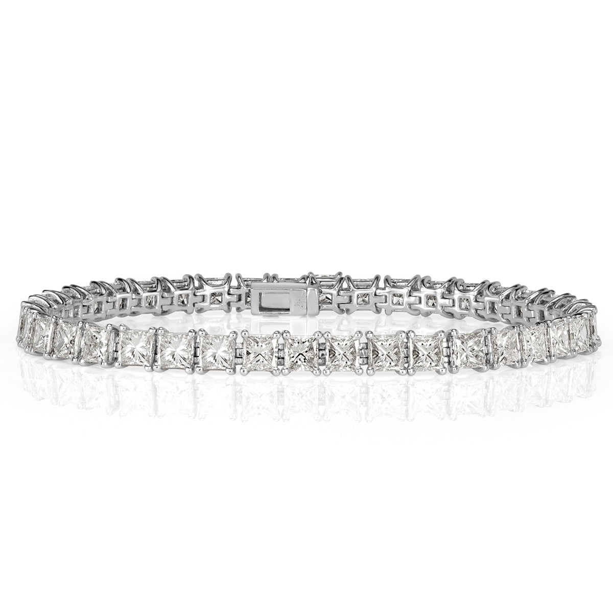 10.41ct Princess Cut Diamond Tennis Bracelet in 18k White Gold