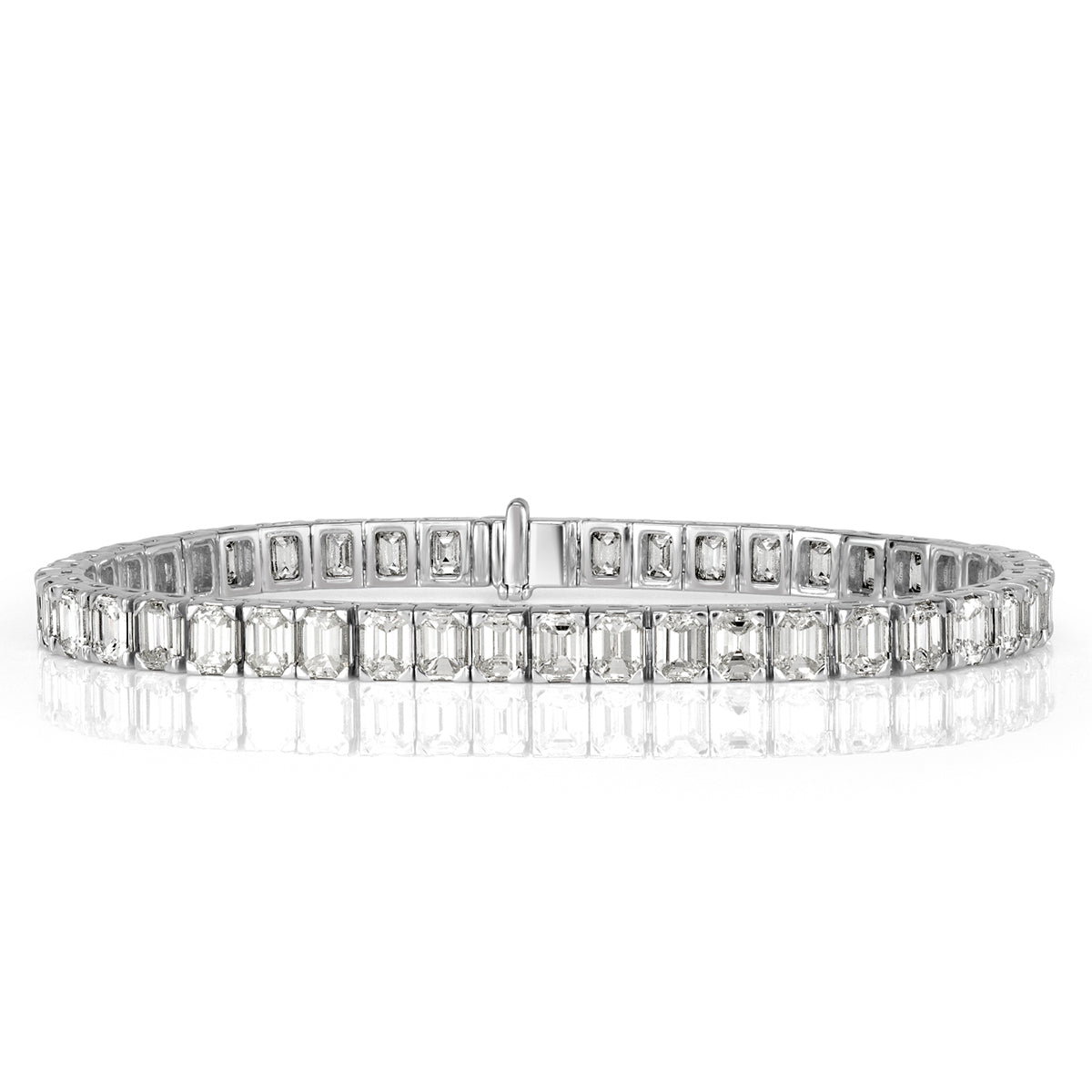 11.47ct Emerald Cut Diamond Tennis Bracelet in 18k White Gold