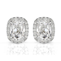 2.41ct Old Mine Cut Diamond Halo Stud Earrings