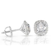 2.15ct Old Mine Cut Diamond Halo Stud Earrings
