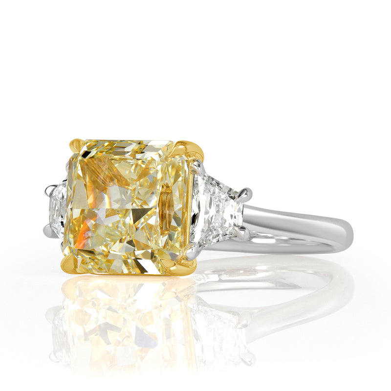 8.25ct Light Yellow Radiant Cut Diamond Engagement Ring