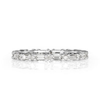 1.00ct Baguette Cut and Round Brilliant Cut Diamond Eternity Band in 18k White Gold